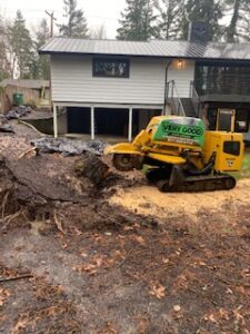 Grinding uprooted stump near Portland